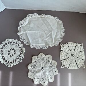 Elegant Cream Crochet Doilies Set